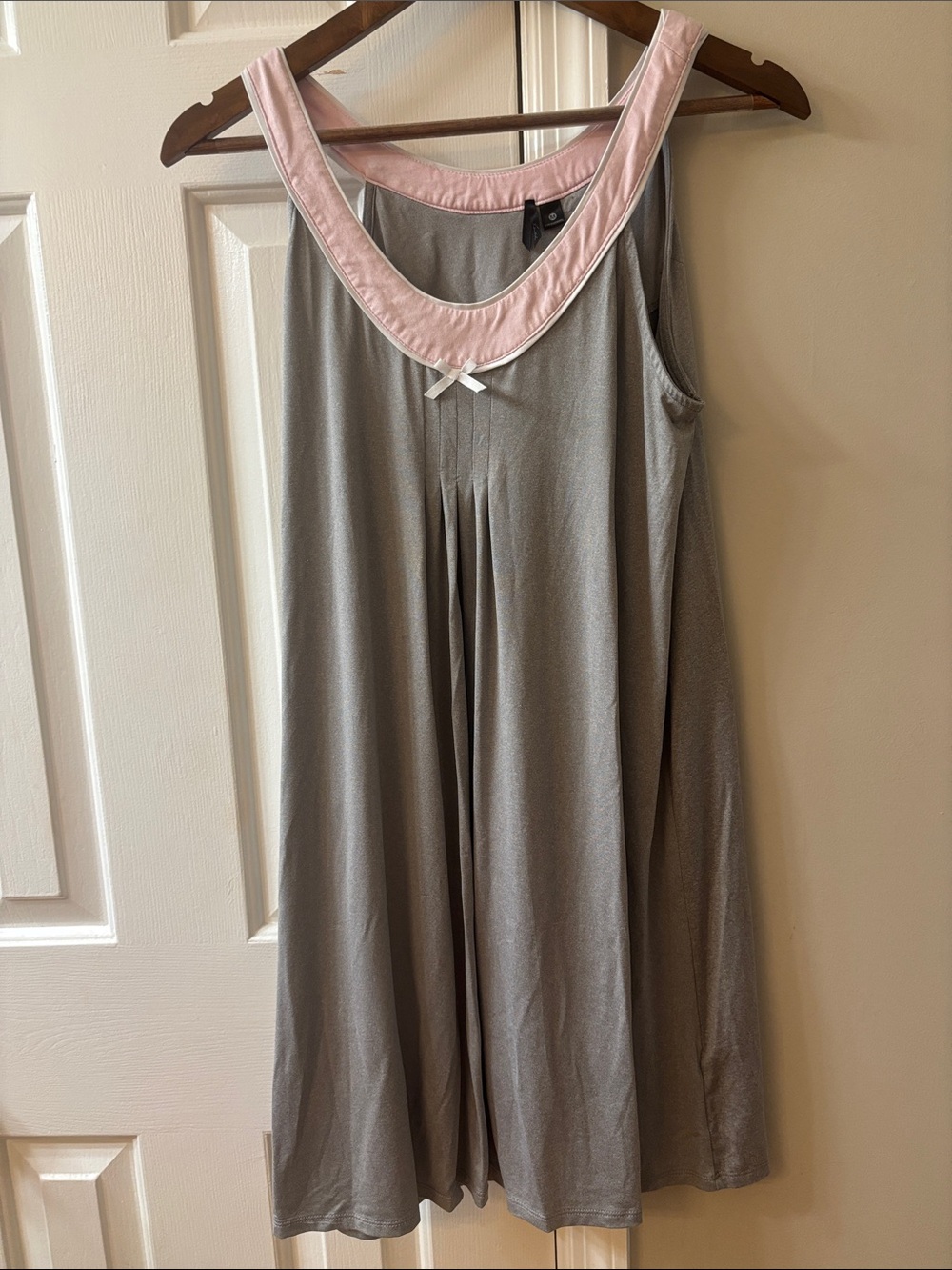 Girls' Gray Dress with Pink Trim - Sleeveless Swing Dress